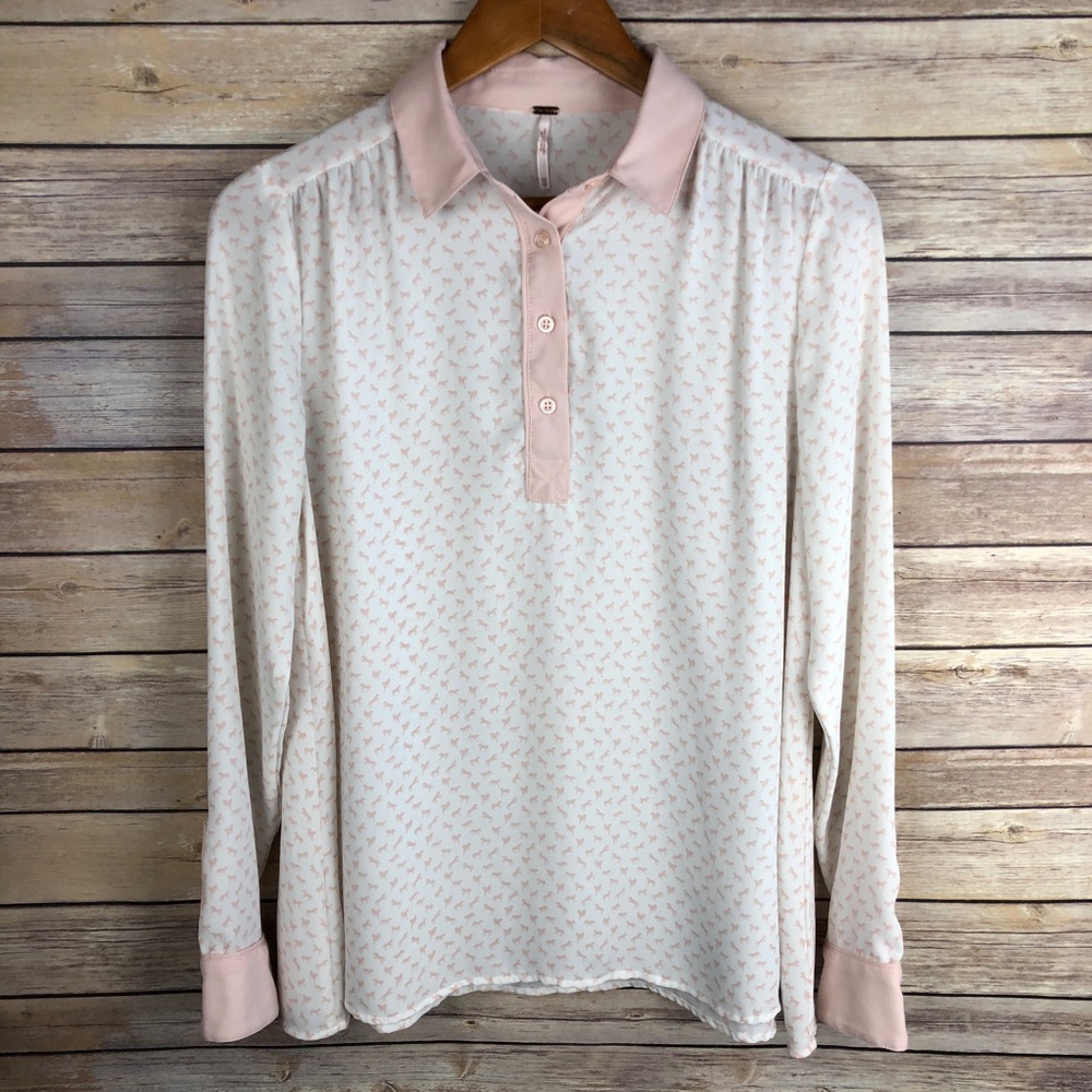 Free People | Horse Print Boyfriend Popover Blouse